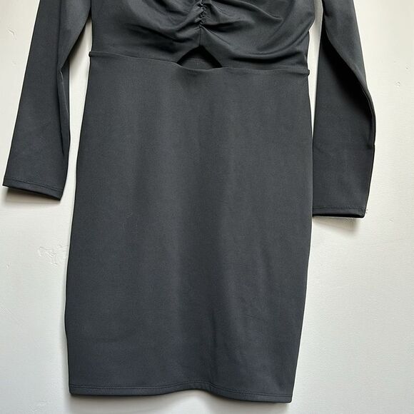 NWT Express Body Contour Cutout Ruched Bodice Mini Jersey Dress in Black Small - Picture 7 of 15